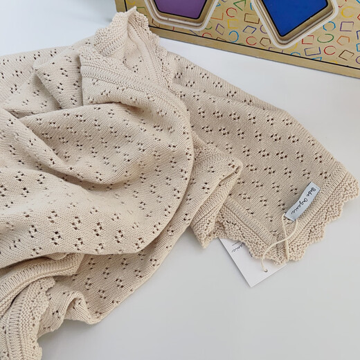 Huili Niuniuy kids new four-season children's blanket pure cotton edge knitted blanket baby blanket air conditioning quilt off-white blanket 86x92cm