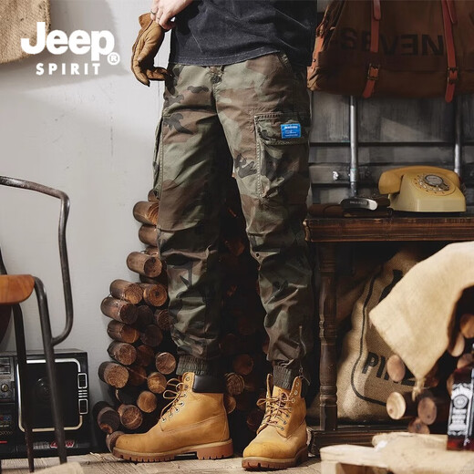 Jeep (Jeep) Arbeitshose für den Frühling und Herbst für Männer neue Stil Long Hosen für Herren -Freizeithosen für Outdoor Sport Comfort plus Fleece -Hose A688 Gray Camouflage (Sommer dünn) 33