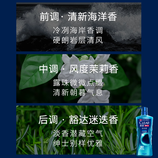 CLEAR Men's Shampoo and Shower Set Deep Sea Shower Gel 600g+100g + Refreshing Oil Control Shampoo 500g+100g