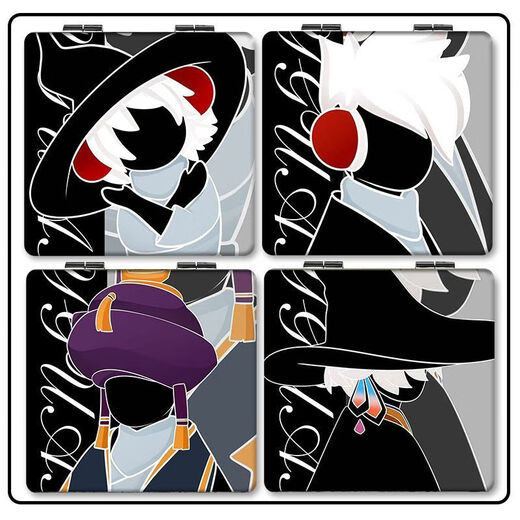 Light meets a cute newbie mini mirror with a wizard vanity and cherry blossom portable makeup square mirror folding F3524_Double-sided same picture