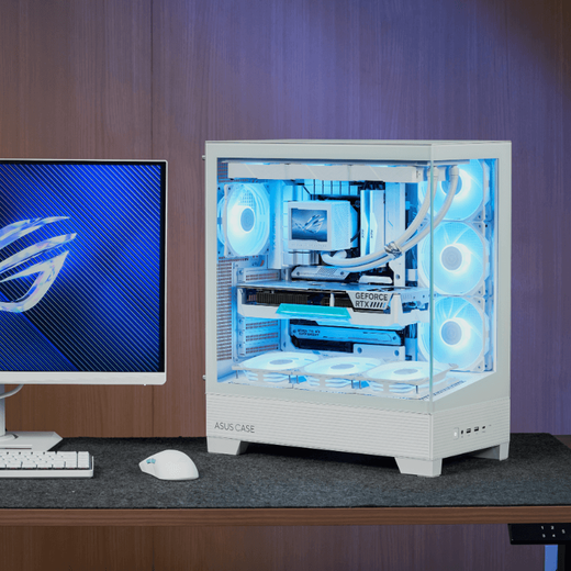 ASUS ROG family bucket 14th generation CPU Tianxuan RTX5080/5070Ti/5060Ti graphics host E-sports game design DIY white sea view room desktop assembly computer with four i7-14700KF/Tianxuan 5060Ti/32G