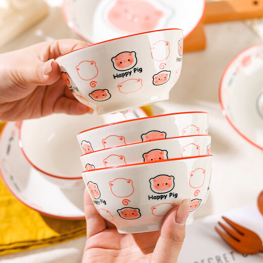 Underglaze color cute cartoon dishes set 2 4.5-inch bowls