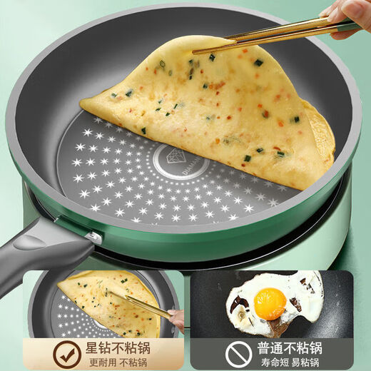 Crystal Diamond non-stick four-piece pot set, household multi-function pot, soup pot, gas induction, double lid, upgraded and thickened version, wok + soup pot