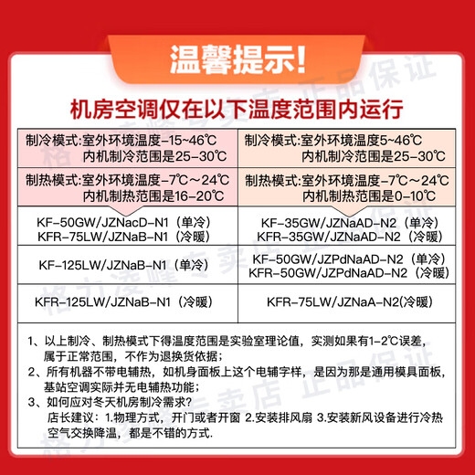 Gree computer room base station air conditioner, variable frequency, new level of energy efficiency, energy saving, 3 hp, 5 hp, vertical cabinet air conditioner (three-phase 380V electricity), 3 hp, first level energy efficiency, KFR75LW/JZNaBN1 heating and cooling, one price, worry-free, package one, 4m pipe