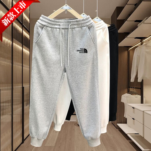 DYNAMIC NORTH 2024 Autumn Pants Men's Tightened Velvet Thickened Sweatpants Loose Sports Pants Black (Style) Regular XL _(130-150Jin Jin equals 0.5kg)