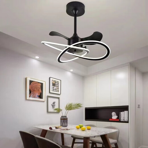 Luz de ventilador de ventilador integrado de Yunmao Luz de ventilador nórdico 2025 NUEVO RESTAURADOR DEL RESTAJE DEL RESTAJE MAESTRO LIGER LIGER CANDELIERS INTEGRADOS MODELO INVISIBLE MODELO 9227 NEGRO 60 CM-TRES COLORES INVERTER Seis engranajes seis engranajes
