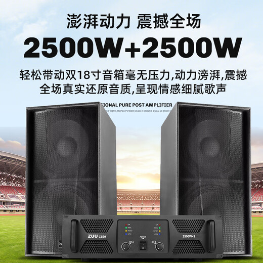 ZUU专业功放机新款大功率舞台演出后级家用KTV音响低音炮纯后级功放机唱歌音箱 CS99功放机【2500W*2】【单18-双18】