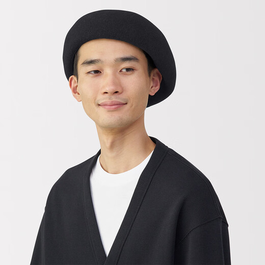 MUJI wool beret hat painter hat DBE40A5A black