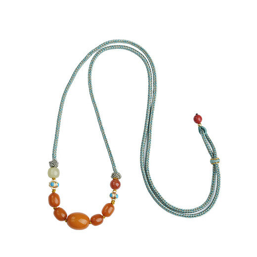 Potala Palace Beeswax and Tian Jade Necklace for Men and Women, Sichuan Material, Southern Red Cinnabar, Tibetan Pendant, Versatile and High-end