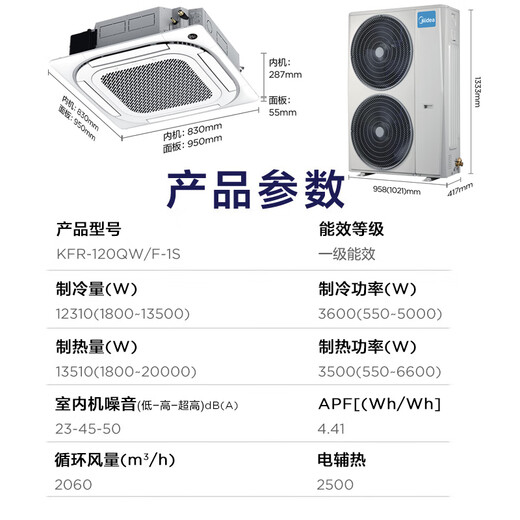 Midea ceiling air conditioner 5 hp ceiling air conditioner 5 hp 3 hp embedded 10 hp one-to-two ceiling air conditioner with no wind feeling commercial central air conditioner patio unit cooling and heating new energy efficiency store use 5 hp first class energy efficiency no wind feeling inverter heating and cooling 380V