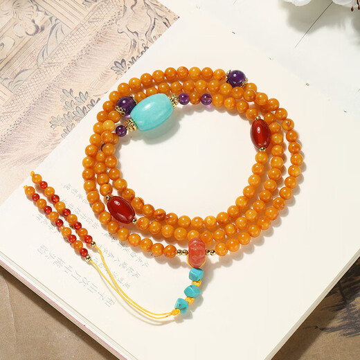 Dara, a multi-wear chicken fat yellow beeswax bracelet necklace, turquoise crystal bracelet, the same style for men and women, is a Chinese Valentine's Day gift for your girlfriend