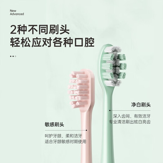 AUX OCC gift long-lasting sonic electric toothbrush with sweeping vibration for adults with small head, soft bristles and comfortable gum protection for men and women, Morandi Green A5 comes with 4 brush heads