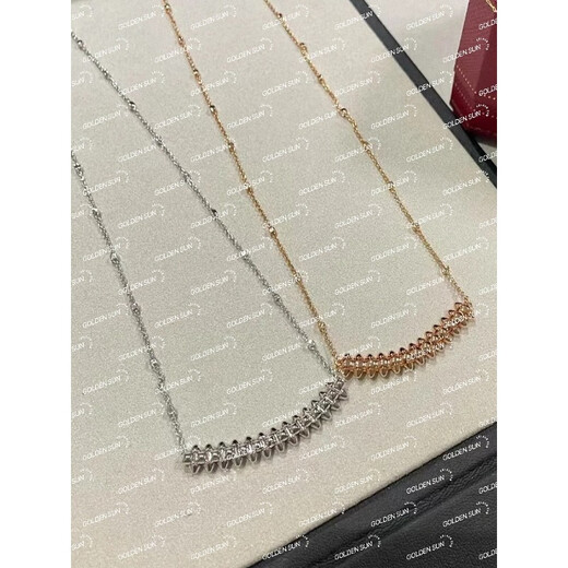 QUAMER rivet necklace women's 18k gold warhead can rotate sterling silver rivet clavicle chain light luxury simple trendy V gold (rose gold) Clas willow ding necklace