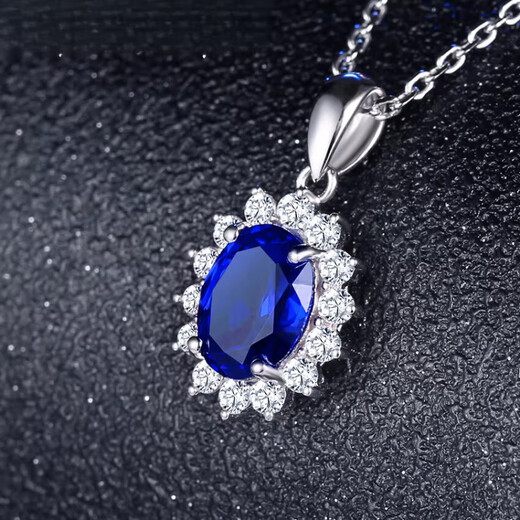 Sapphire pendant 925 silver plated 18K gold inlaid with blue tanzanite color gem clavicle necklace Princess Diana blue pendant (without chain)