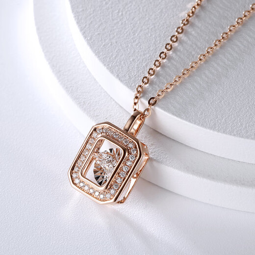 Chuansen 18K rose gold diamond necklace, perfume bottle, smart masonry pendant, natural real diamond colored gold pendant, not graded below 20 points, rose gold, total 11 points, diamond (single pendant) F-G