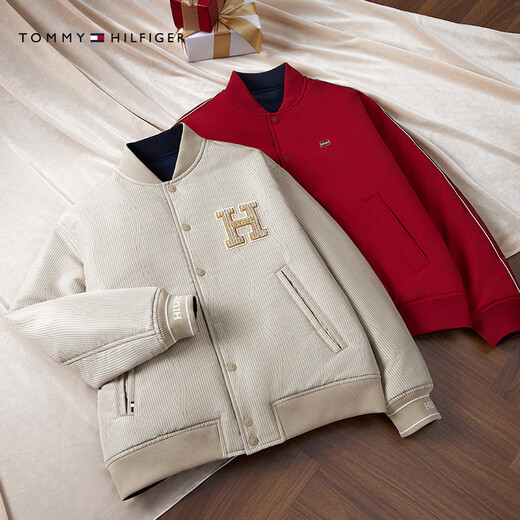 Tommy Hilfiger autumn and winter men's and women's water-repellent reversible American retro trendy flying baseball cotton jacket