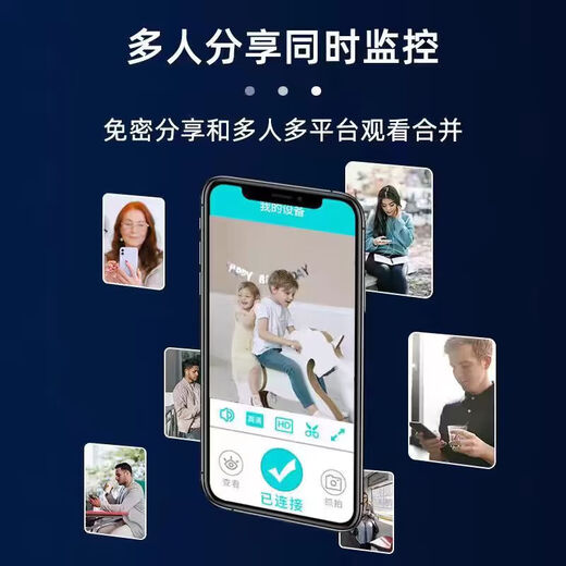 Drahtlose Plug-in-freie Xiaomi Buyi-Kamera, Plug-in- und Installationsfrei, kein Netzwerk erforderlich, hochauflösender Home-Remote-Monitor mit Mobiltelefon, Mi-You-Monitor, 360 Grad ohne tote Winkel, Nachtsicht, 256G-Speicherkarte, dünne, runde Form