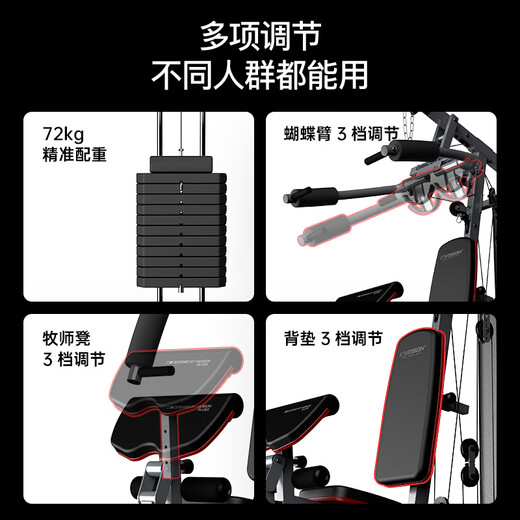 Hanchen [Ventes directes officielles] American Hanchen Multi-fonctionnement du dispositif de formation complet multi-fonctionnel Ensemble complet de dispositif de fitness sportif intégré International commercial 3 stations 1049a avec 7 doubles poteaux