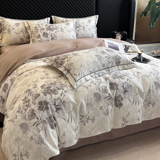 Mercury series 100% Xinjiang pure cotton four-piece set Class A 120 count cotton brushed quilt cover bed sheet bed quilt three-piece fitted sheet Hamiya 100% cotton 2.0m bed sheet four-piece quilt cover 230*250