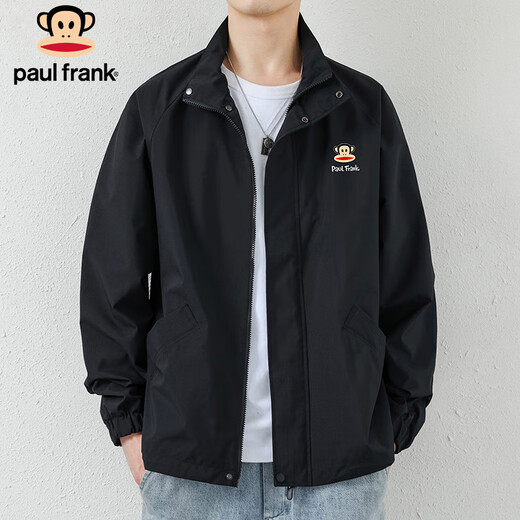 Paul Frank Jacket Men's Spring and Autumn Casual Jacket Men's Solid Color Top Trendy Brand Versatile Windproof Men's Black L