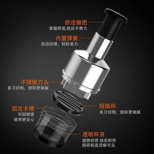 Pat knife garlic pounding artifact German manual garlic pounding kitchen multi-functional vegetable cutter stainless steel garlic chopper electroplated silver model