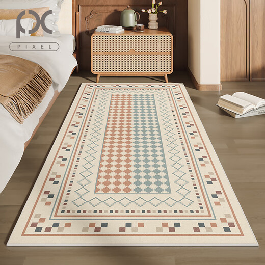 像素地毯卧室床边毯法式复古房间免打理飘窗垫客厅隔音垫加厚防滑地垫 对影成双-12347 120cm*200cm