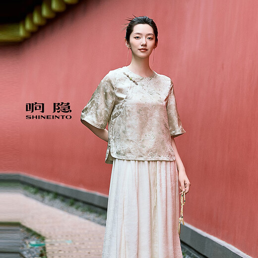 Xiangyin online exclusive autumn mulberry silk shirt for women 6535101008 light green L