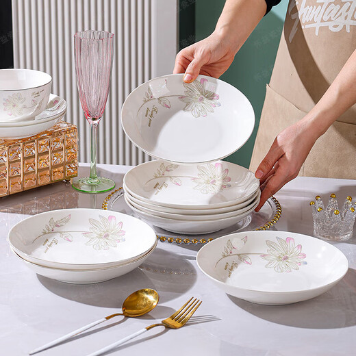 New bone china Chun Nuan Hua Kai series tableware bowls and plates exquisite porcelain set Chun Nuan Hua Kai 4.5-inch salad bowl 1 piece