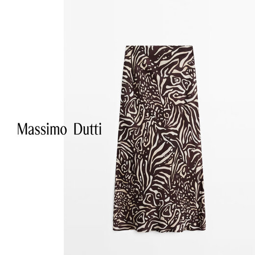 Massimo Dutti autumn and winter new product 2025 women's romantic island resort style drape printed skirt summer 05221893 brown XS (165/66A) size is too large