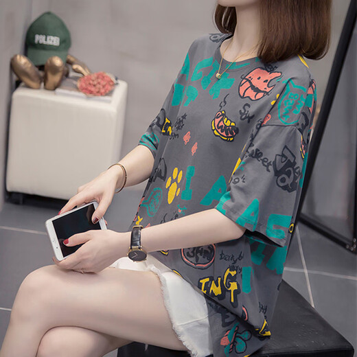DROT加大码遮肚子显瘦上衣女2025夏装新款胖mm休闲宽松純棉短袖t恤女 9928黄色 M 80-95左右