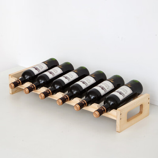 Jingmengyuan solid wood red wine rack home creative wine rack wine bottle rack red wine display rack storage wine cabinet decorative ornaments one layer six bottles log color