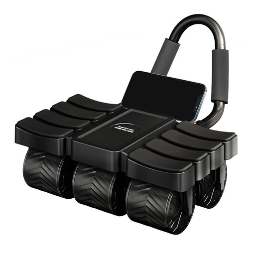 Abdominal fitness wheel, automatic rebound abdominal wheel, abdominal muscle training, abdominal muscle exercise, abdominal curling tool, home fitness equipment, upgraded automatic rebound six wheels, eight elbow supports, intelligent interconnected black + posture mat