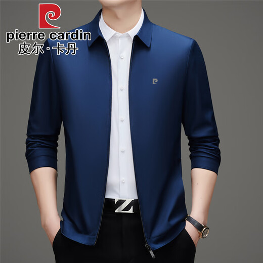 Pierre Cardin 2025 new executive jacket men's autumn and winter middle-aged cadre business casual lapel high-end coat jacket for men navy blue regular cadre business jacket XL recommended weight 140-155Jin Jin equals 0.5 kg