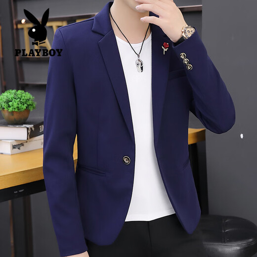 Playboy (PLAYBOY) suit men's spring and autumn Korean version slim single-piece top youth handsome personality small suit business casual men's 5519 red M 105Jin Jin is equal to 0.5 kg within