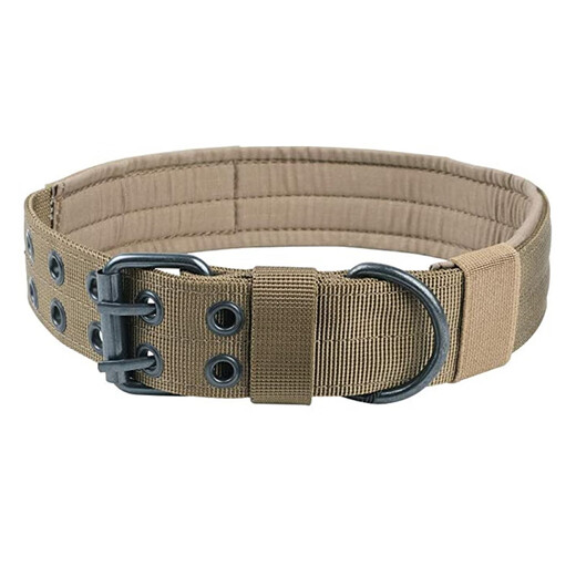 OIMG dog collar dog chain large dog medium-sized dog non-injury neck collar canvas Samoyed native dog collar large dog special khaki collar L size 30-70Jin Jin is equal to 0.5 kg within