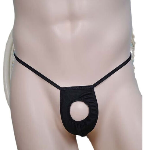 Banfishi men's sexy underwear, men's sexy thong with JJ penis exposed in the middle, no-take-off T-pants, gay men's underwear, black, one size fits all, 120-150Jin Jin is equal to about 0.5 kg