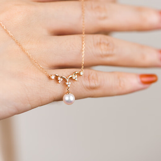 Excellent Japanese akoya sea water goddess 18K rose gold crown single necklace pendant for women 18K rose gold necklace/flower bead grade/spot 5.5-6mm