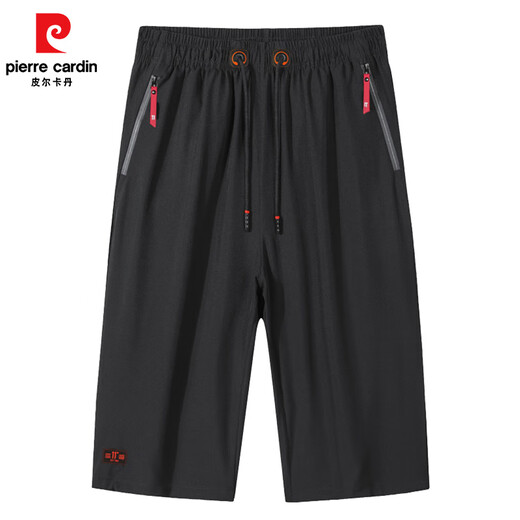 Pierre Cardin cropped pants men's summer loose straight casual shorts for outer wear sports large pants men's style black cropped pants XL