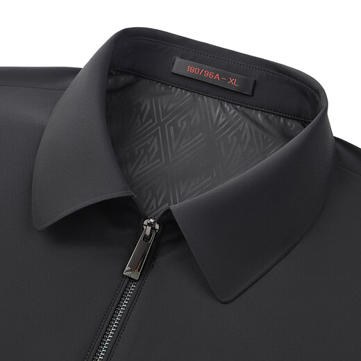 Qipai Classic Lapel Jacket Men's Autumn New Fashion Dark Jacquard Jacket for Middle-aged and Young Men Black L