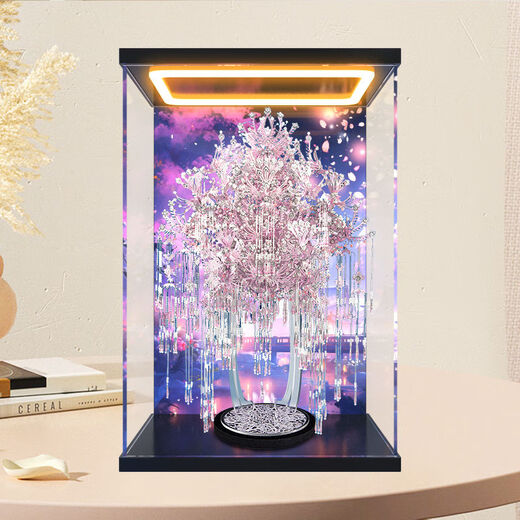 Fandai Twenty-Two Phoenix Crown Dust Cover HD Display Box Transparent Suitable for Cool Pink Crown Pink 35x25x Exhibition Hall Level Black Matte + Painting + Spotlight