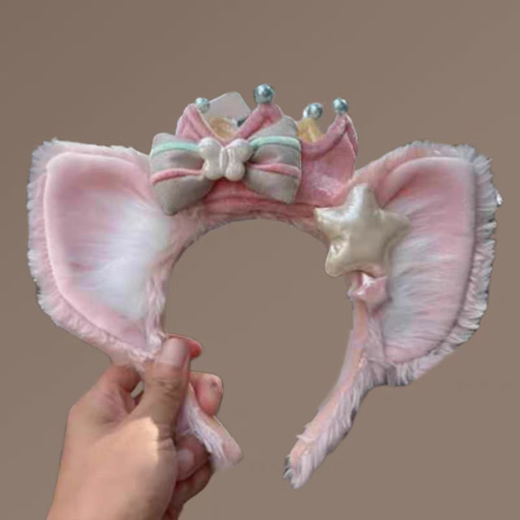 SNQP cute pink Lingna Bell bow headband women's face-showing small headband hair accessories Disney Disney headwear Lingna Bell bow headband 1 piece
