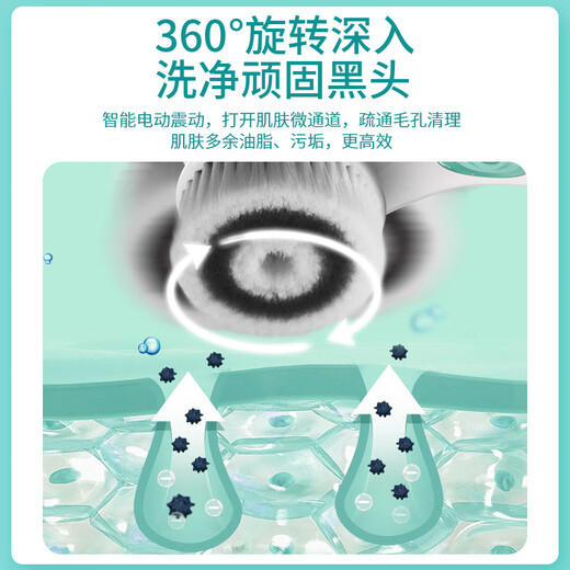 TOUCHBeauty Facial Washing Instrument Balancing Oil Electric Facial Cleansing Instrument Nose Pore Cleaner Deep Facial Oil Blackhead Facial Washing Brush Facial Washing Machine Set (Mint Green)