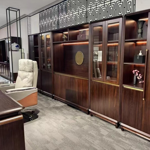 Qiheng (XIIBLC) new Chinese style solid wood boss desk 2025 new high-end executive desk light luxury boss desk manager president desk 2.0 meters boss desk (North American black walnut)