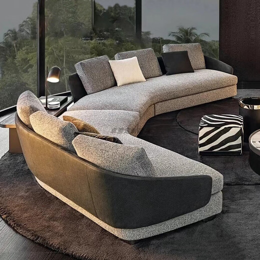 Yonghuan Italian minimalist home user-style fabric Lawson curved sofa combination designer color light luxury special corner combination 1283x154cm