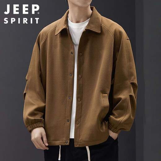 JEEP SPIRIT Jeep Work Jacket Men's 2025 Autumn and Winter Trendy Brand American Retro Handsome Jacket Men's Brown XL