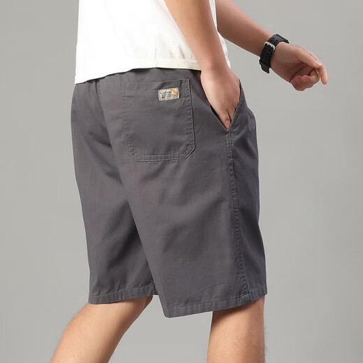 Summer pure cotton cropped pants men's loose plus size plus size casual shorts middle-aged and young people's thin overalls straight [two-piece] 688 dark gray + 688 khaki 5XL [190-210Jin [Jin equals about 0.5 kg]]