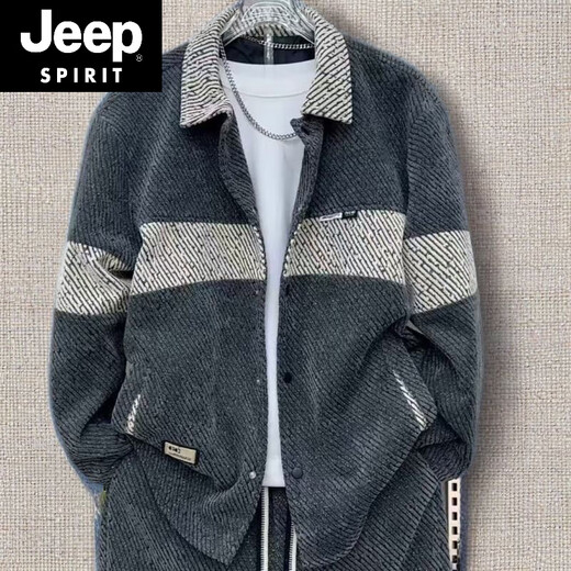 JEEP SPIRIT Jeep Spring and Autumn New Color Matching Suit Men's Fashion Swallowtail Jacket Trendy Versatile Casual Pants Handsome Two-piece Set Black Suit XL