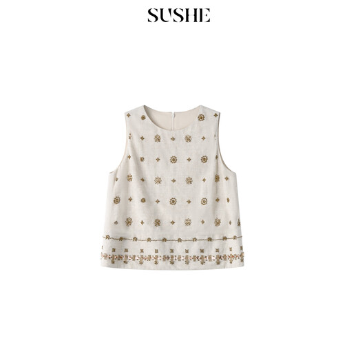 SUSHE Yunyao exotic ethnic style textured embroidered small A top swallowtail skirt suit Gypsy tanning-top S