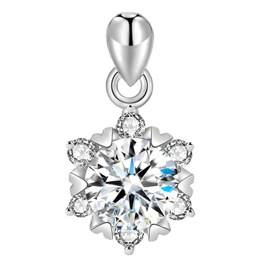 CAOXS925 silver plated 18K gold high carbon diamond love snowflake necklace women's jewelry clavicle chain pendant holiday gift high carbon snowflake diamond pendant single pendant