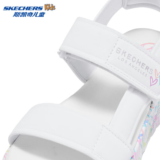 Skechers JAMES GOLDCROWN joint model girls summer Velcro graffiti sandals 314094L white/pink/lake blue/WPTQ 35